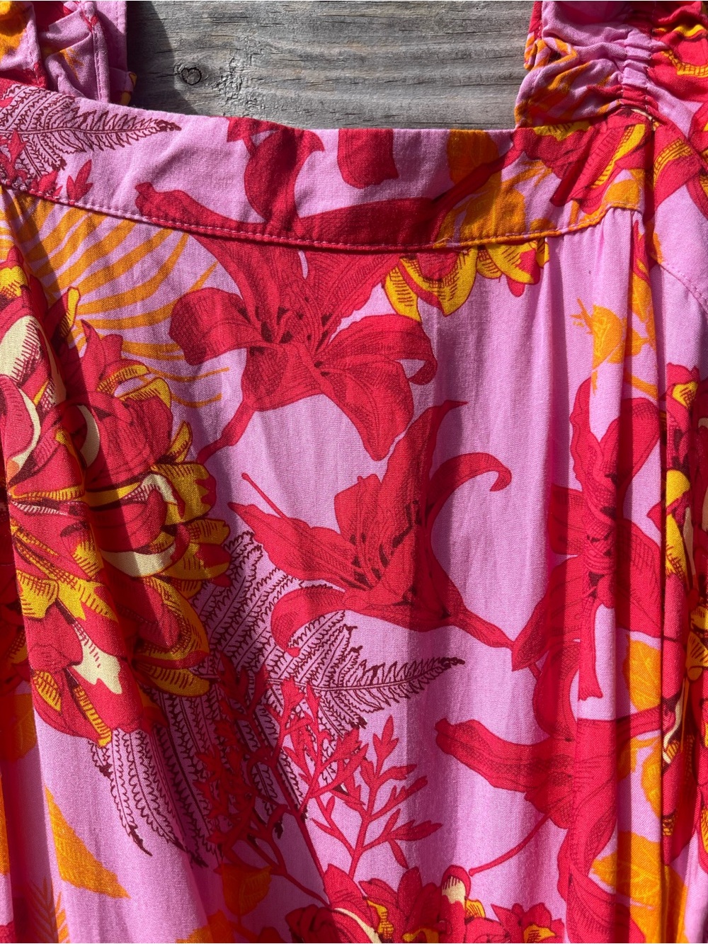 entro Pink & Orange Floral Tiered Ruffle Strap Maxi Dress Sz S - Picture 6 of 11